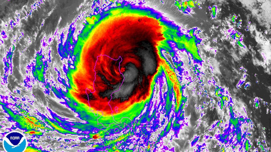Infrared image of the Typhoon taken by NOOA http://www.noaa.gov/ 