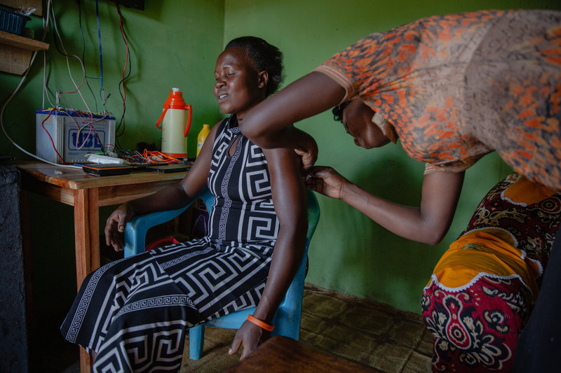 Peer educator giving a client the injectable