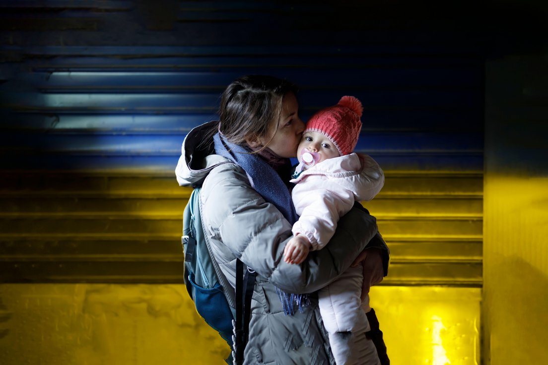 Ukrainian woman with baby