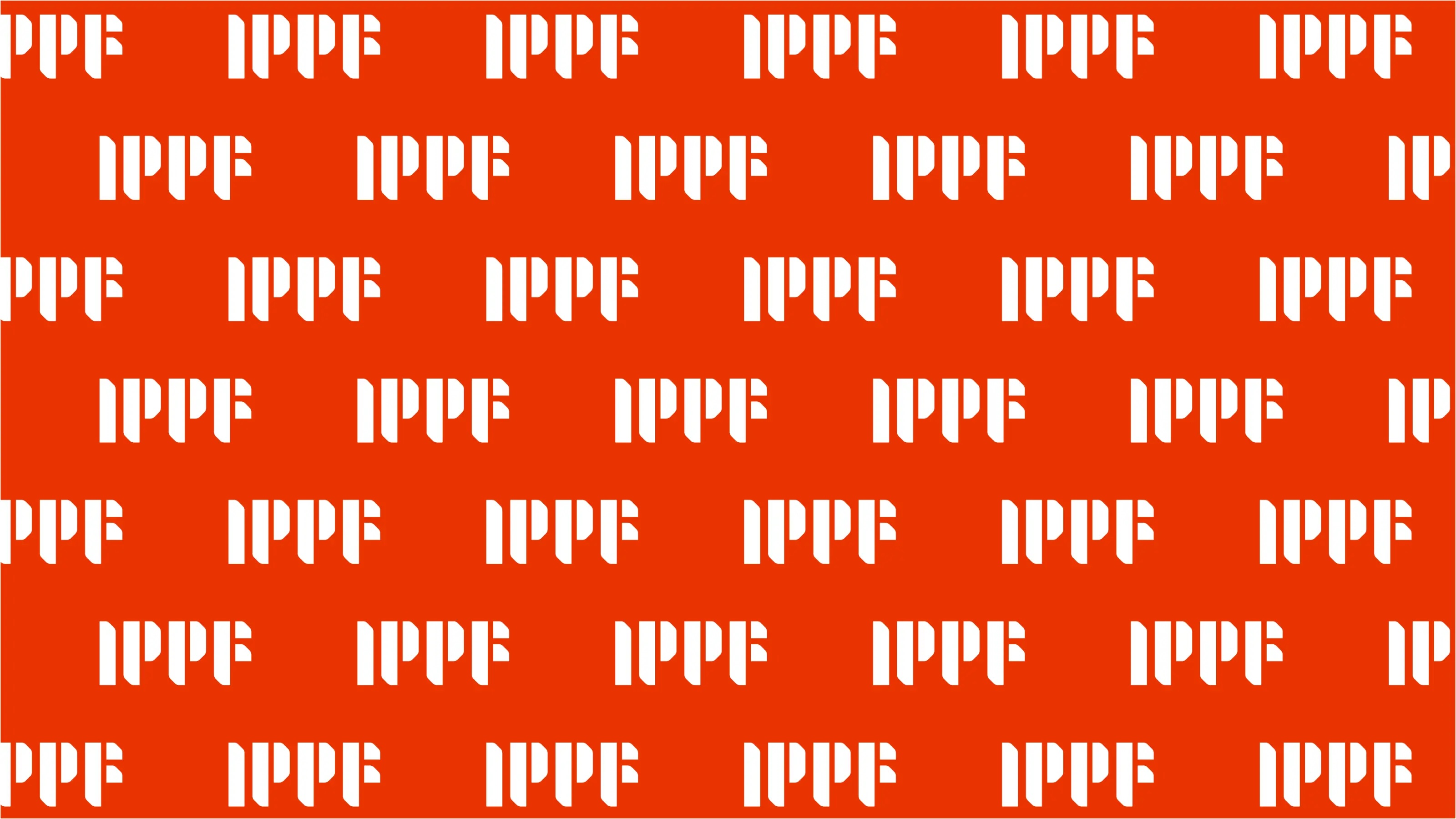 IPPF Logo in white step and repeat on a red background
