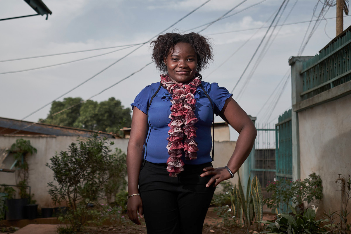National President of the Youth Action Movement Jacqueline Siego-Foudie, 22, at Mimboman clinic in Yaounde, Cameroon.