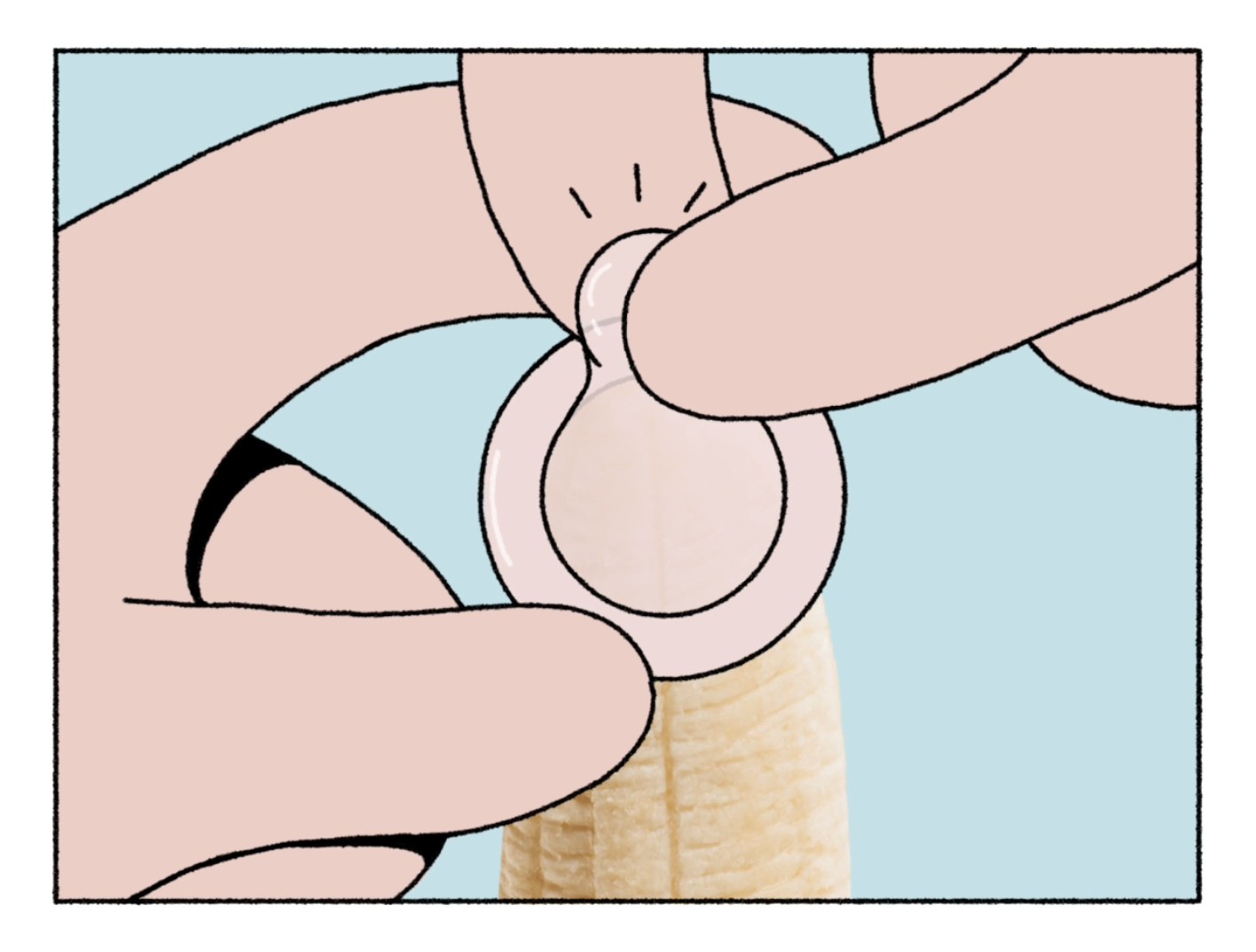 unroll the condom to the base of the penis 