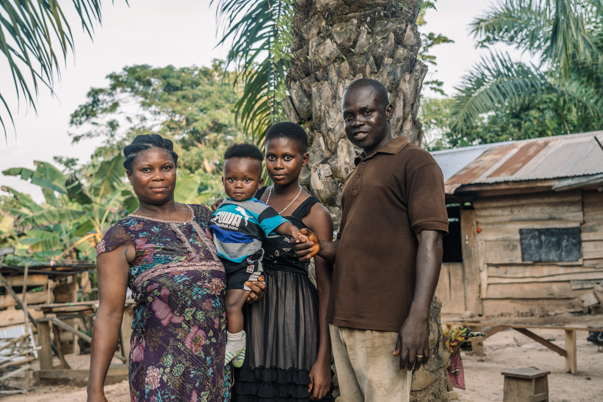 Gifty Anning Agyei, 17 with her son Ebenezer Mimako, 1 and her parents Alice Anning Agyei, 40 and father Ebenezer Anning Agyei, 45