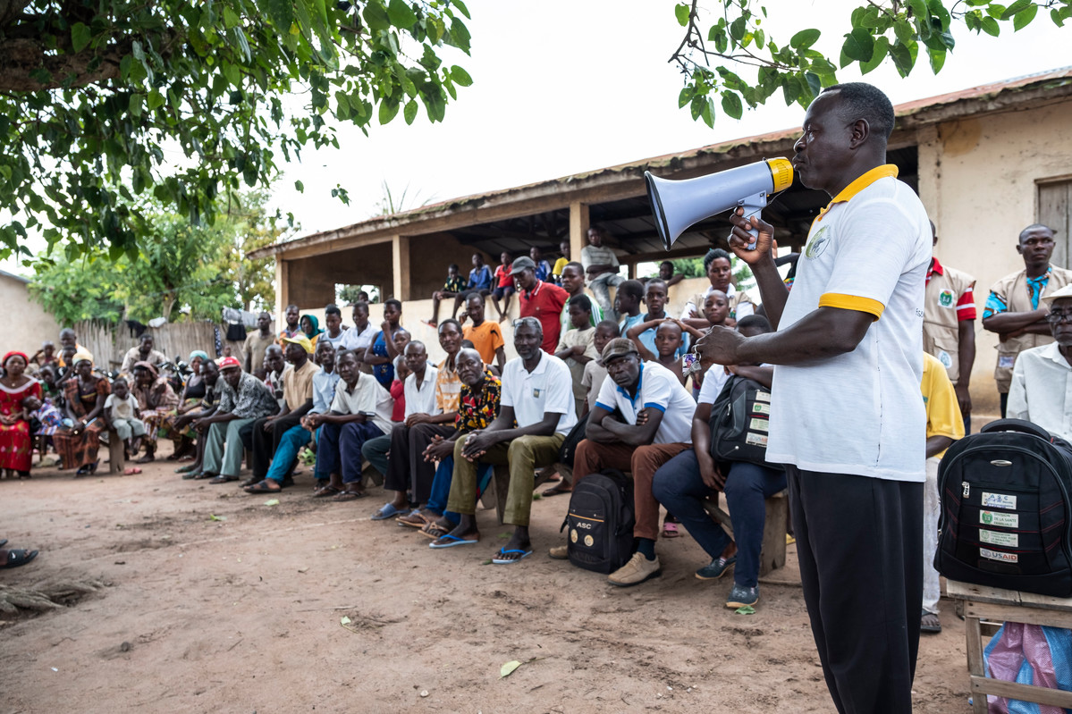 A community health worker at a ATBEF run session on family planning in a local village