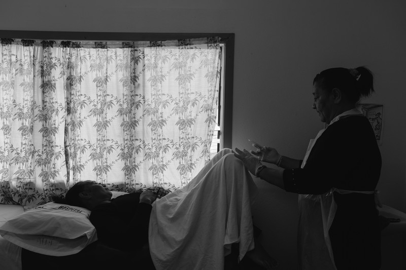 A local Eua woman has her first pap-smear test at Eua Hospital. 