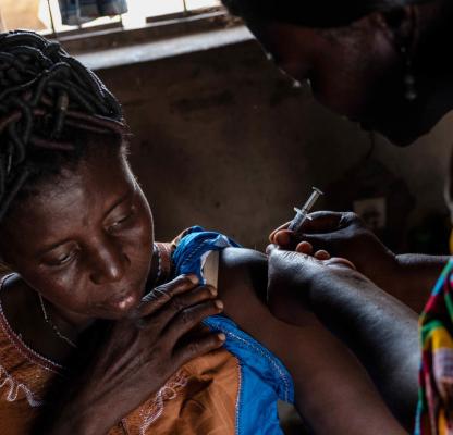 client receives a contraceptive injection