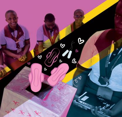 Alice and her school friends with their Pink Box initiative