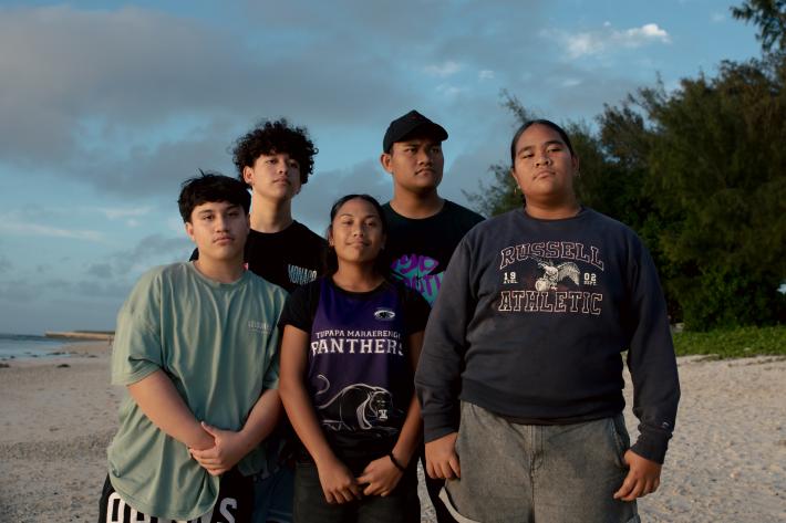 Members of the Cook Islands Family Welfare Association (CIFWA) youth group in Raratonga look at the camera