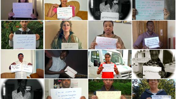 Collage of different photos shared on social media during IPPF #StopViolence campaign
