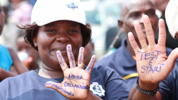 activist in Swaziland during World AIDS day initiatives