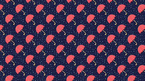 Umbrellas with raindrops