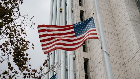 The American flag with stars and stripes