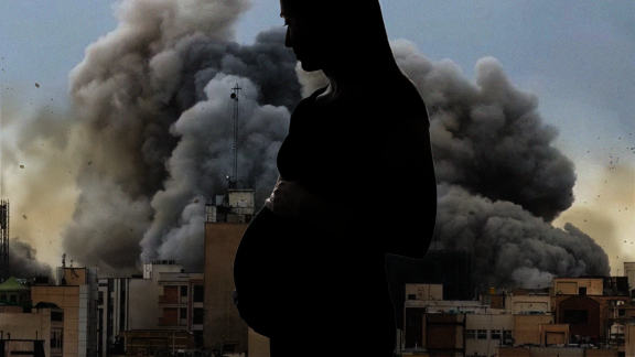 Graphic of a pregnant woman and smoke