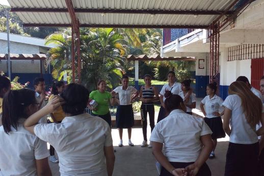 An outdoor sex education session in El Salvador