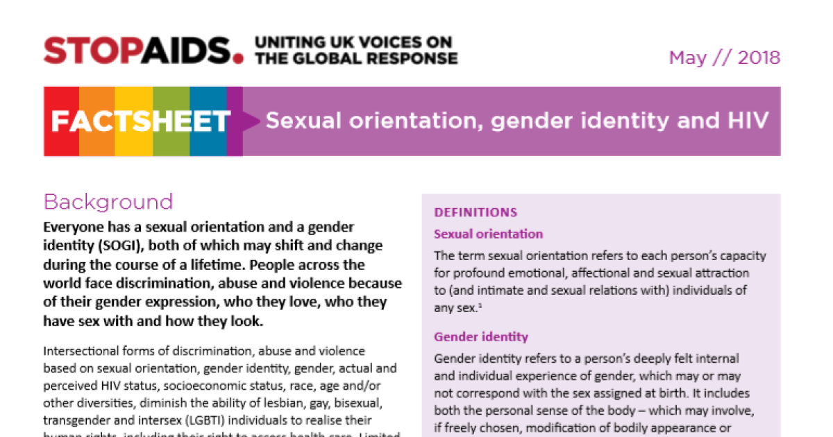 STOPAIDS Factsheet: Sexual orientation, gender identity and HIV | IPPF